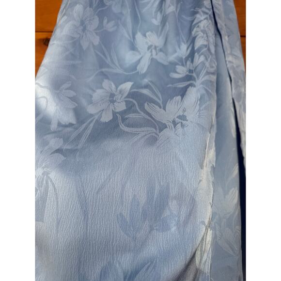NWT Lulus Gemmi Light Blue Satin Jacquard Drop Waist Maxi Dress Cocktail Sz L - Picture 9 of 9